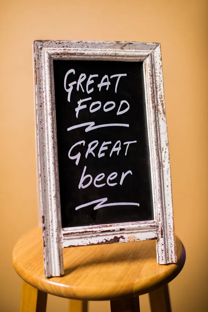 Chalkboard sign after changing text in the image: “wine” → “beer”