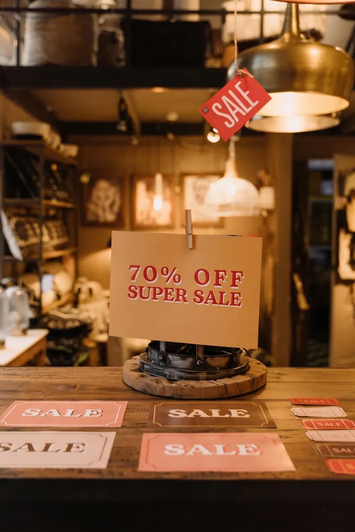 Printed sale sign after changing text in the image: “50% OFF” → “70% OFF”